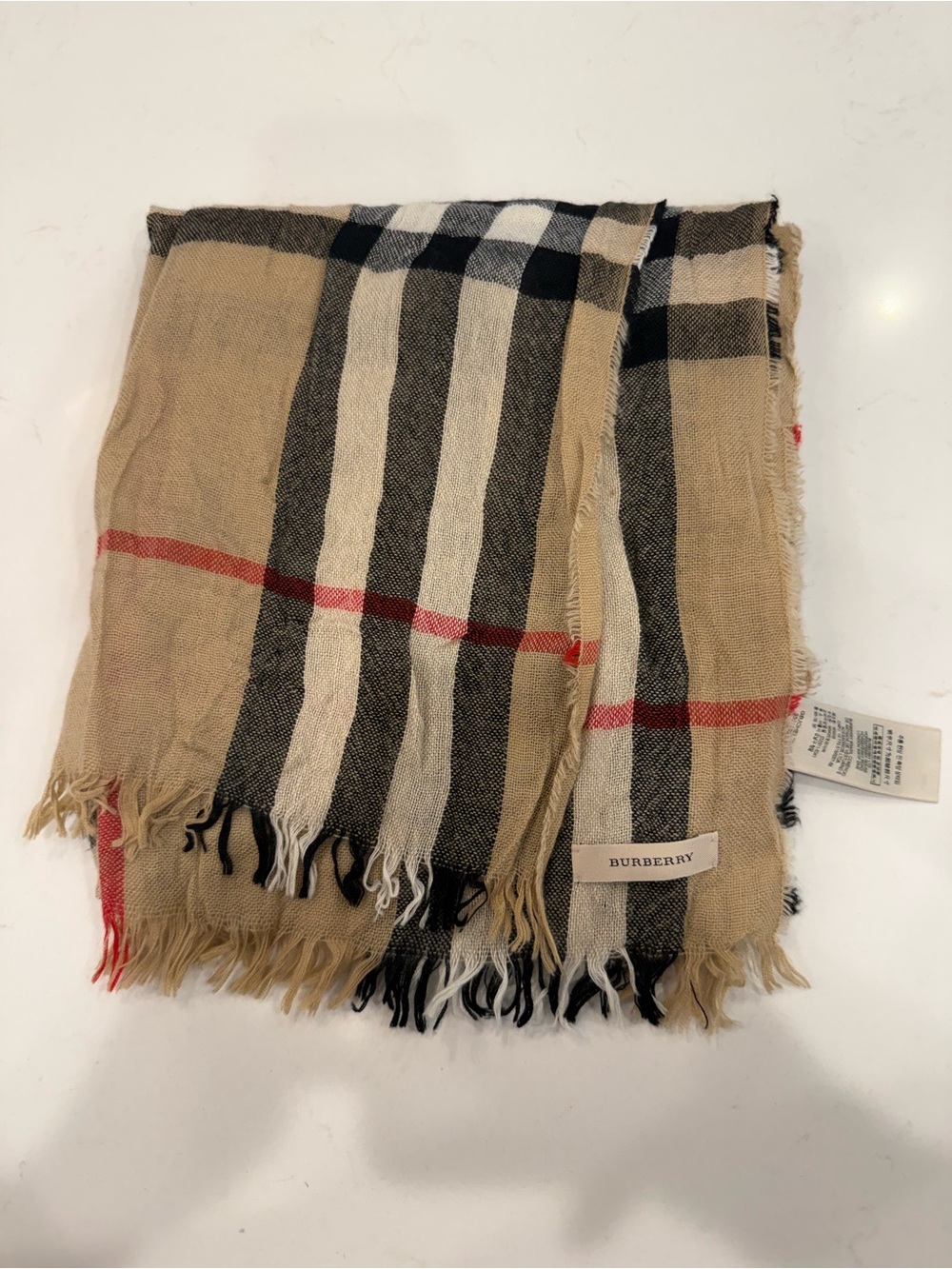 Classic Burberry Beige Plaid Scarf - Womens Accessory - Picture 2 of 3